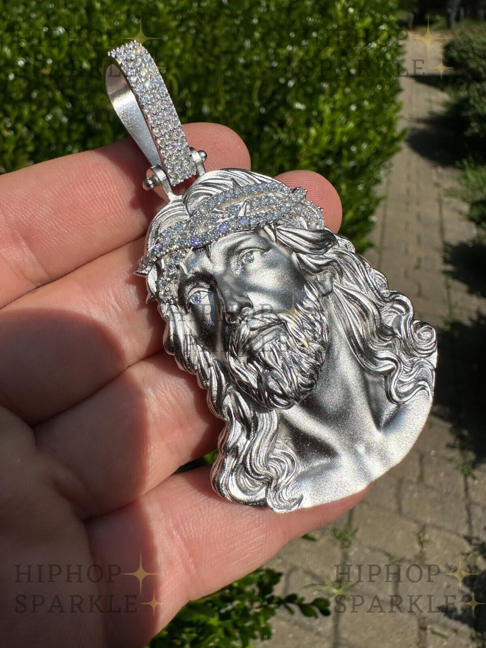 Moissanite Passion of the Christ Jesus Pendant - 925 Silver