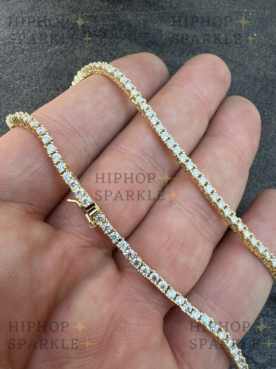 2mm Moissanite 14k Gold Vermeil Silver Tennis Chain Necklace - Passes Diamond Test