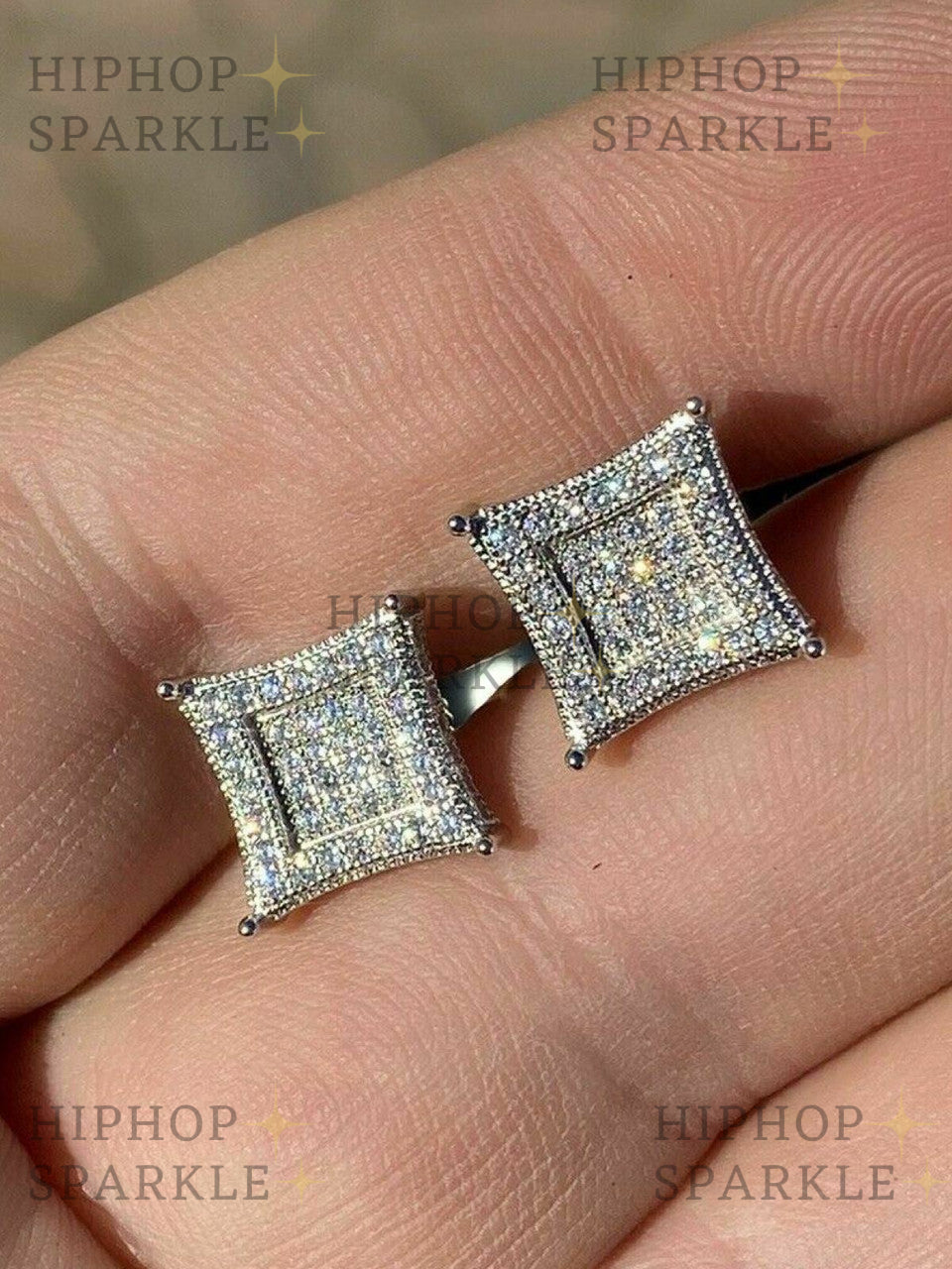 Moissanite 3D Kite Classic Iced Out Earrings - 925 Silver, 11mm Size