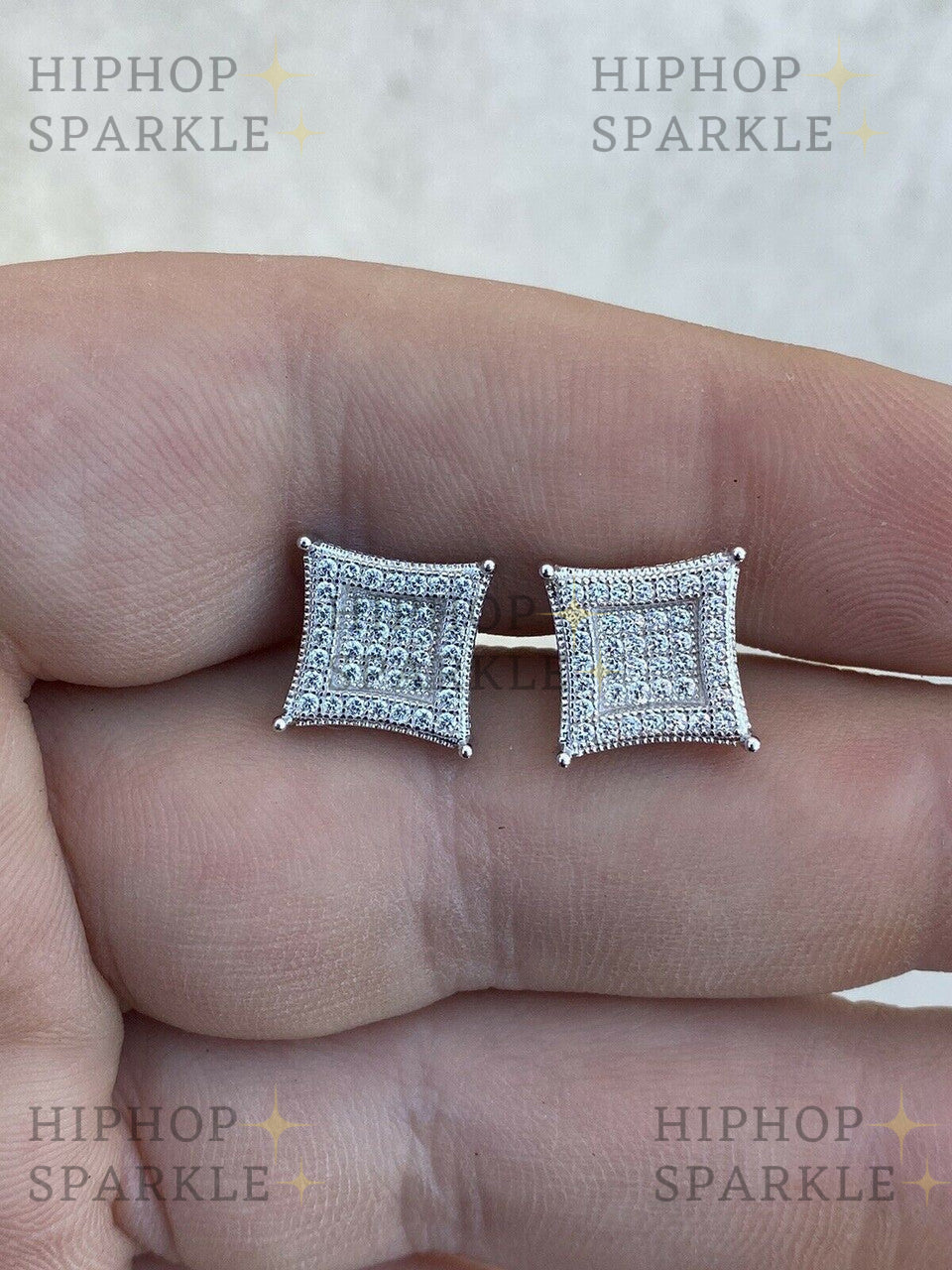 Moissanite 3D Kite Classic Iced Out Earrings - 925 Silver, 11mm Size