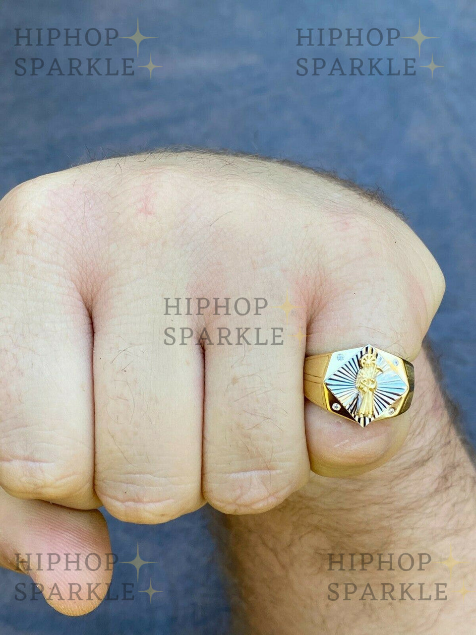 Santa Muerte Two-Tone Death Ring – 14k Gold Vermeil & 925 Silver