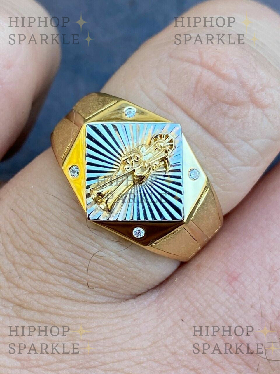 Santa Muerte Two-Tone Death Ring – 14k Gold Vermeil & 925 Silver