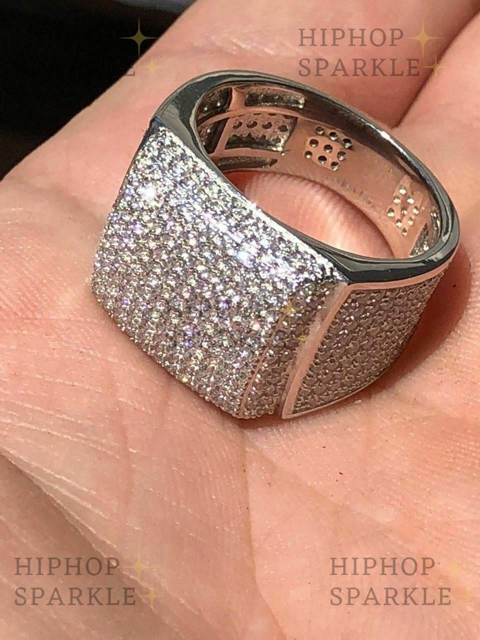 Moissanite HiphopSparkle OG Ring - Square Pinky Ring - 925 Silver