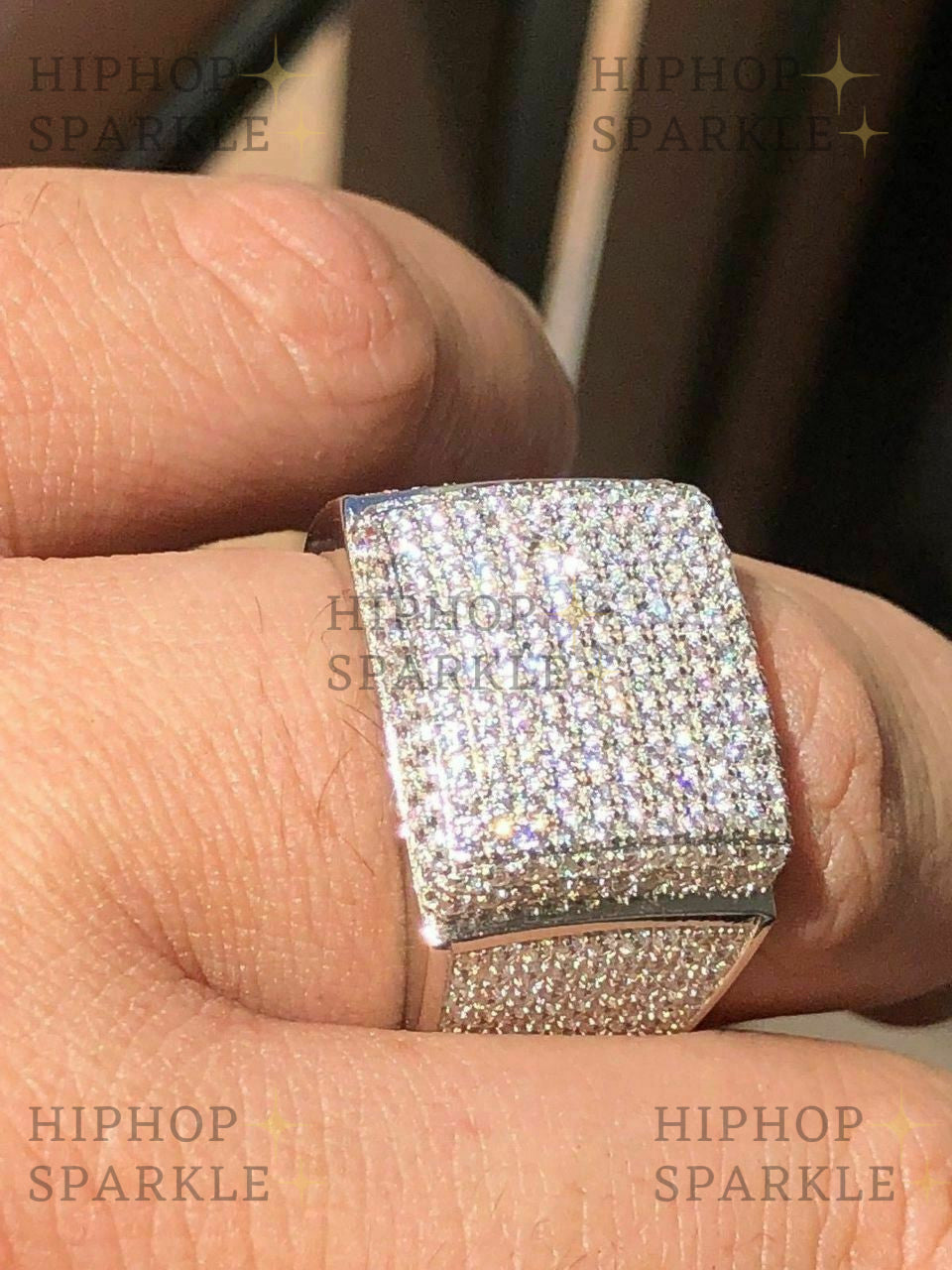 Moissanite HiphopSparkle OG Ring - Square Pinky Ring - 925 Silver