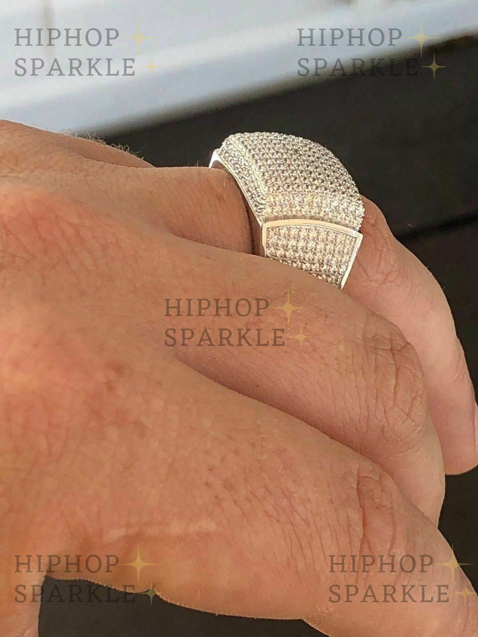 Moissanite HiphopSparkle OG Ring - Square Pinky Ring - 925 Silver