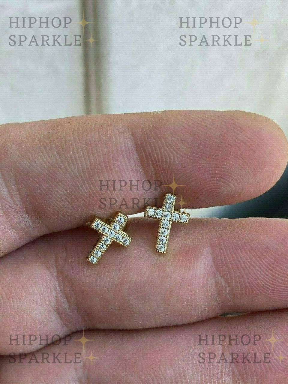 Moissanite Classic Cross Earrings - 14k Gold Vermeil & 925 Silver