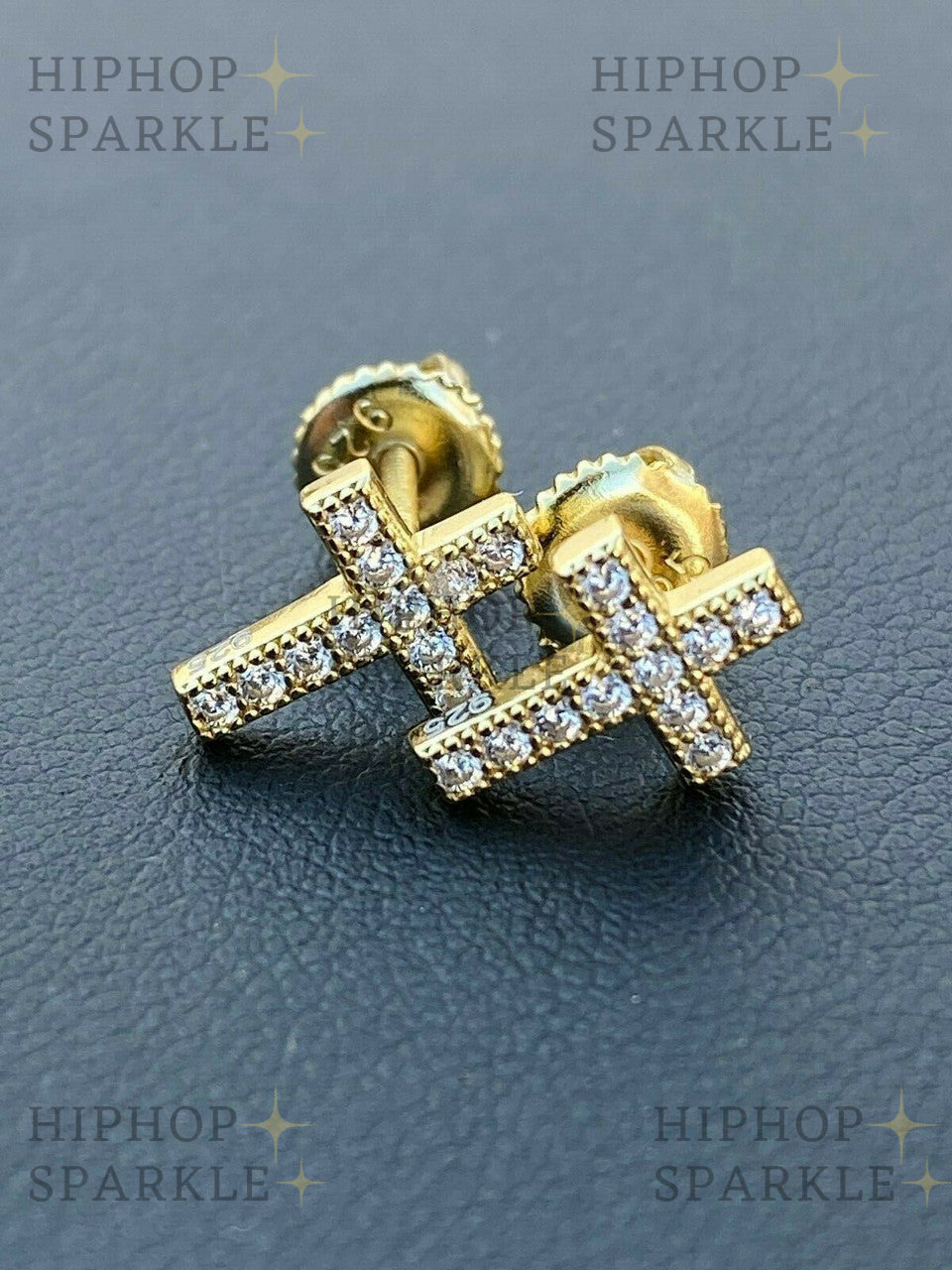 Moissanite Classic Cross Earrings - 14k Gold Vermeil & 925 Silver