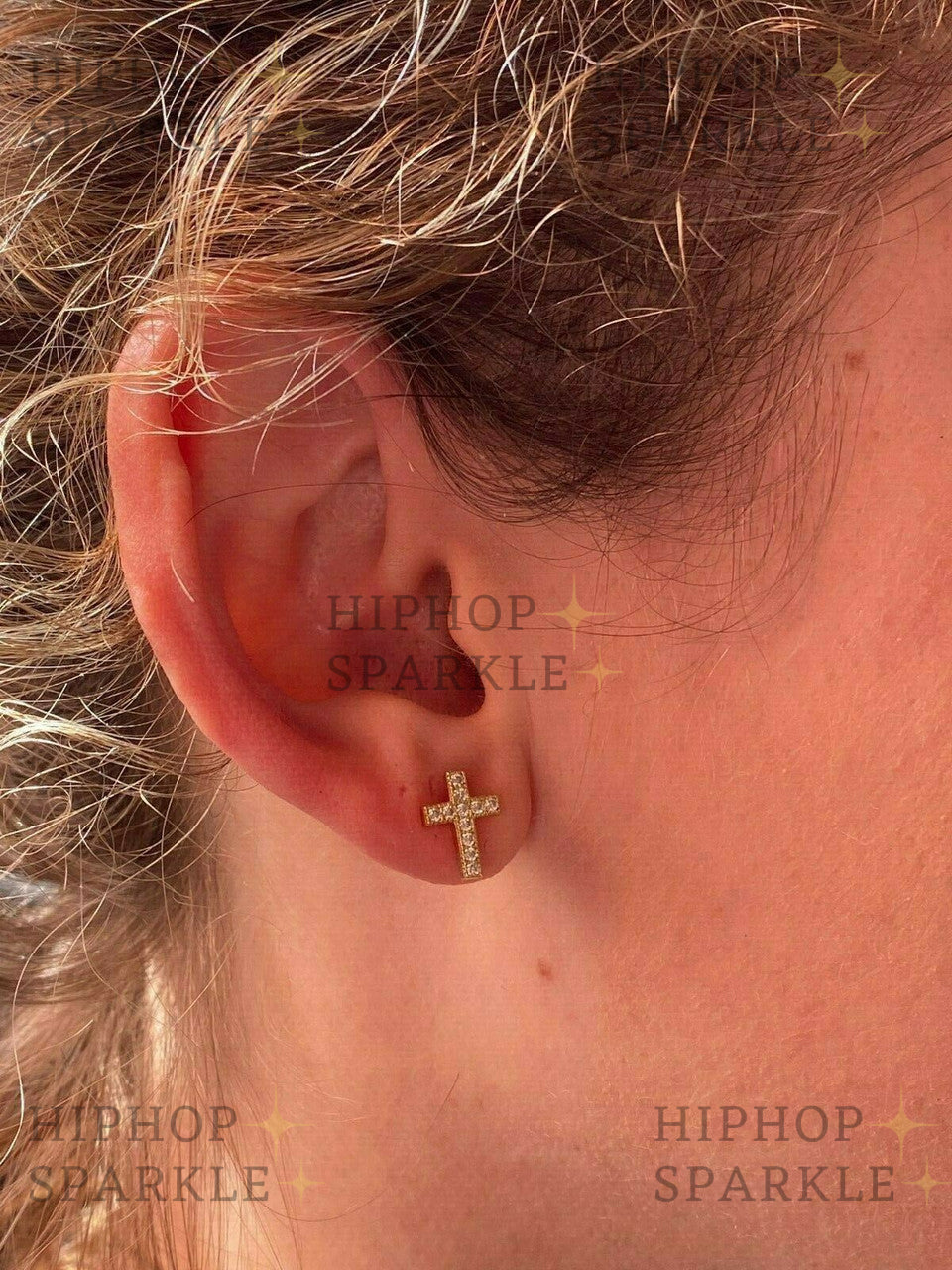 Moissanite Classic Cross Earrings - 14k Gold Vermeil & 925 Silver