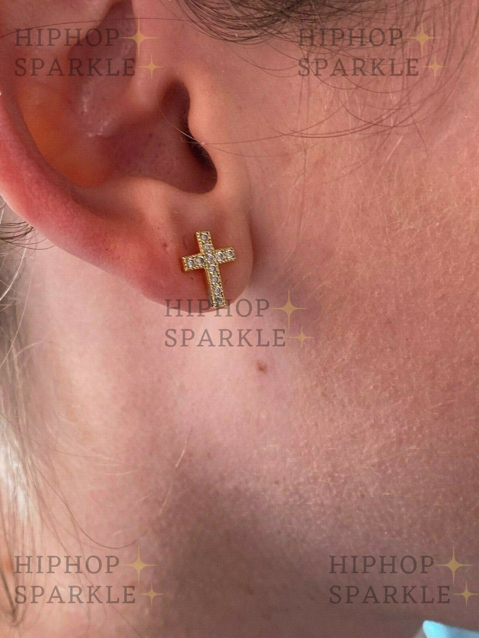 Moissanite Classic Cross Earrings - 14k Gold Vermeil & 925 Silver