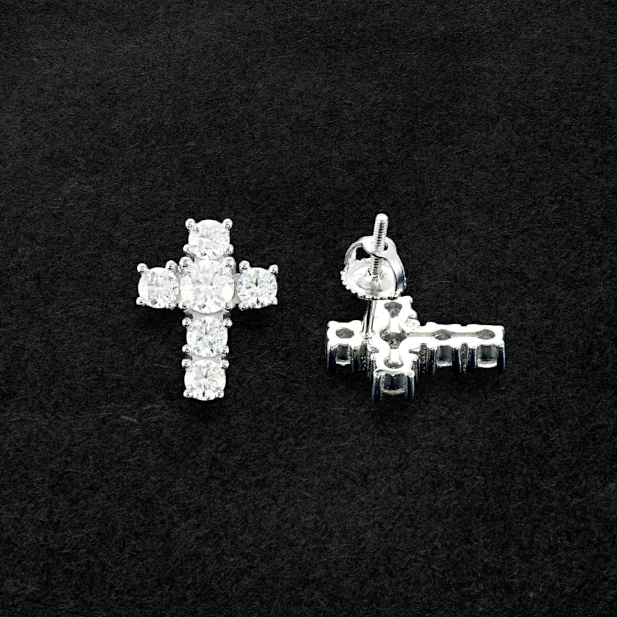 Radiant Moissanite Cross Earrings