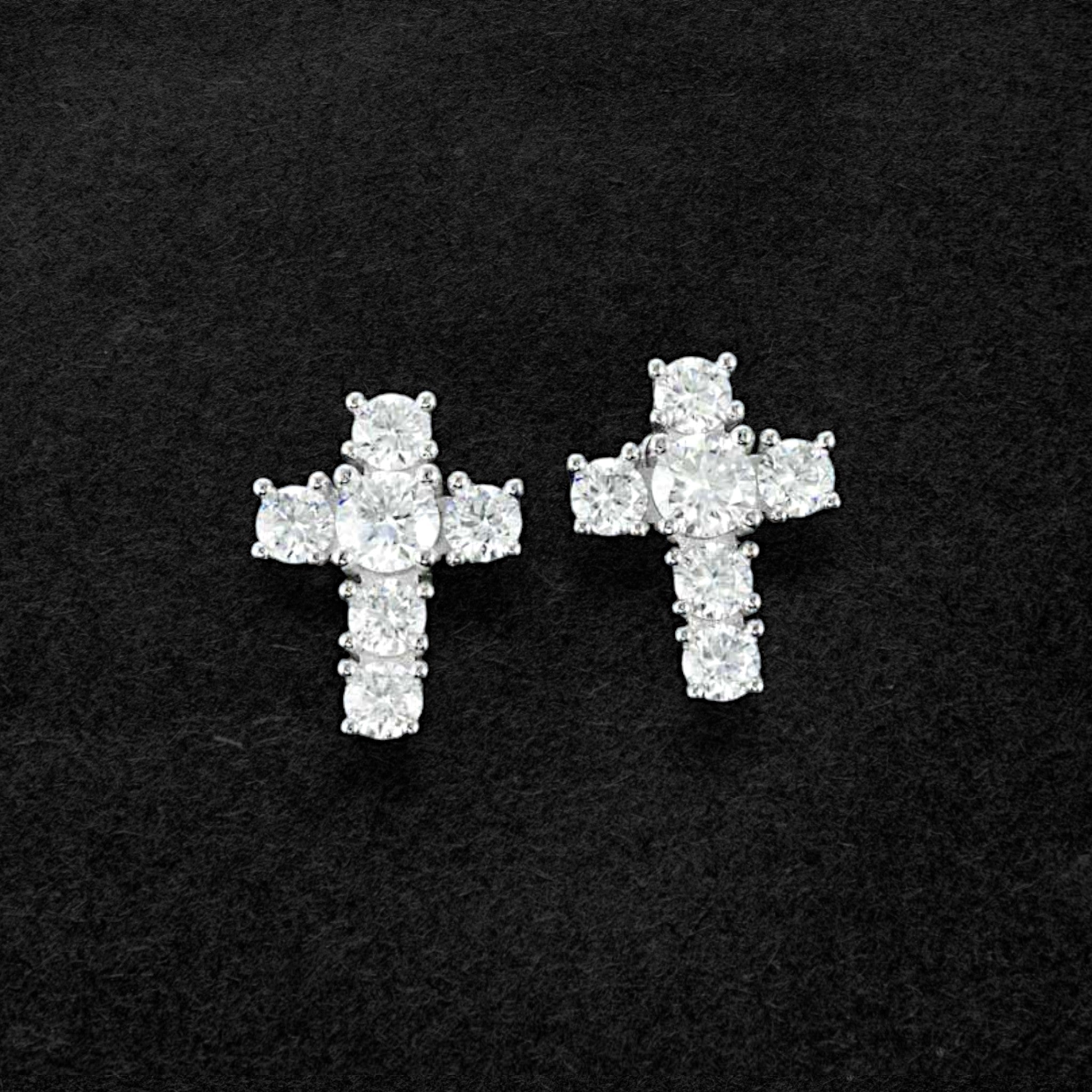 Radiant Moissanite Cross Earrings