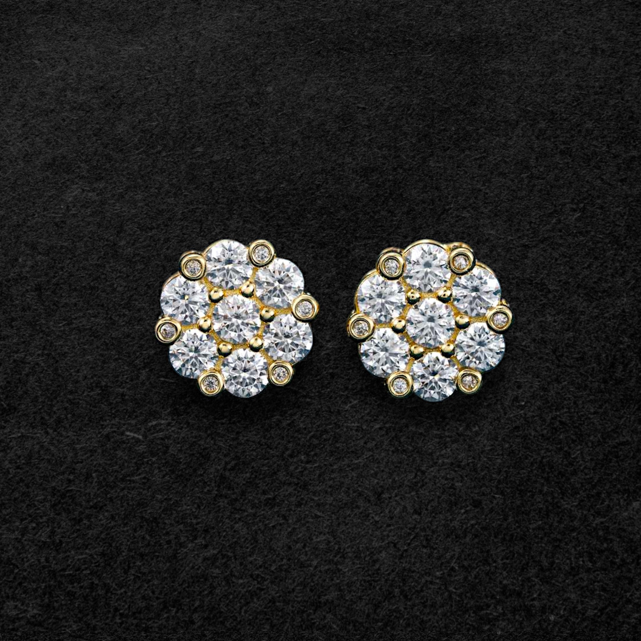 Stunning Diamond Flower Cluster Stud Earrings