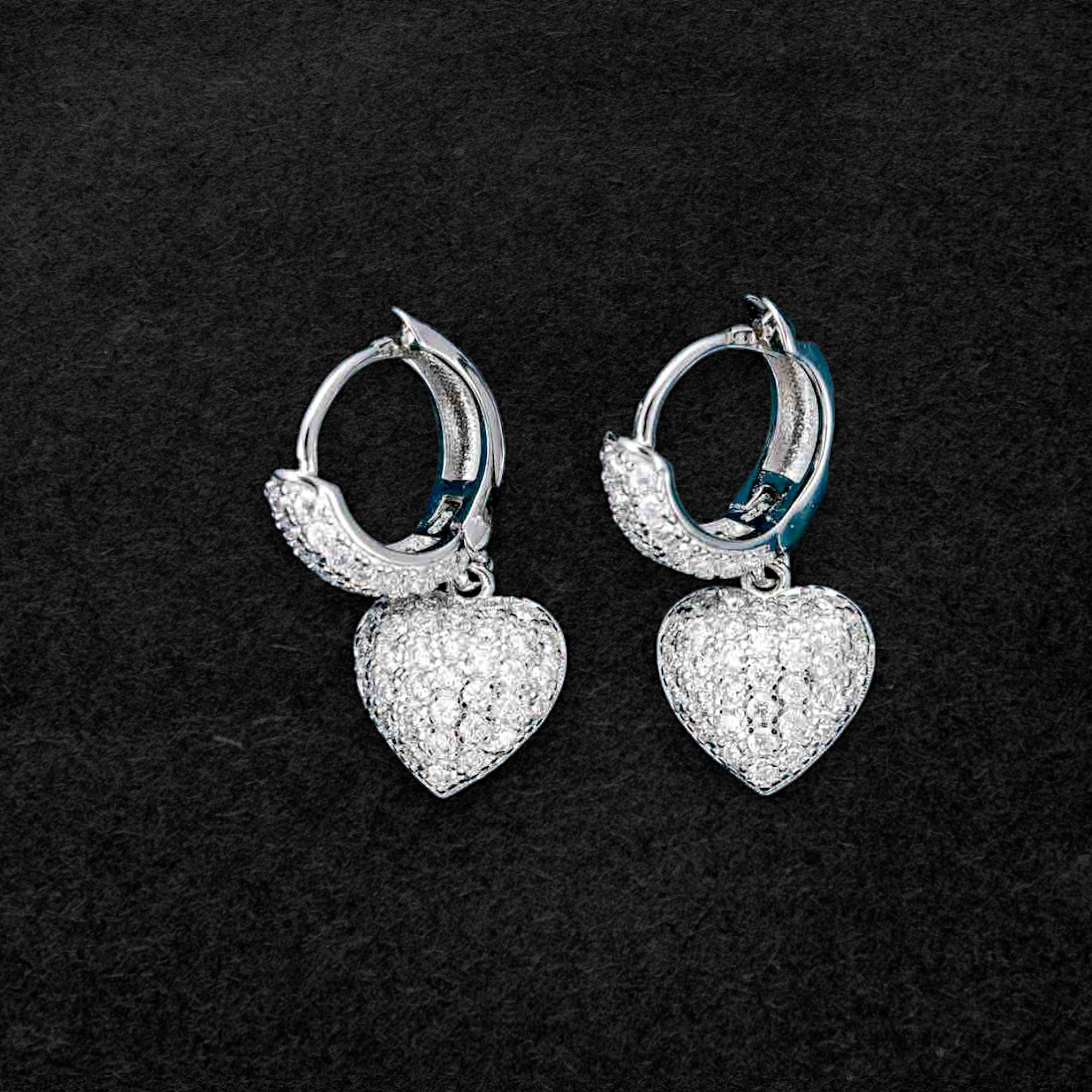 Elegant Heart Shaped Moissanite Drop Earrings