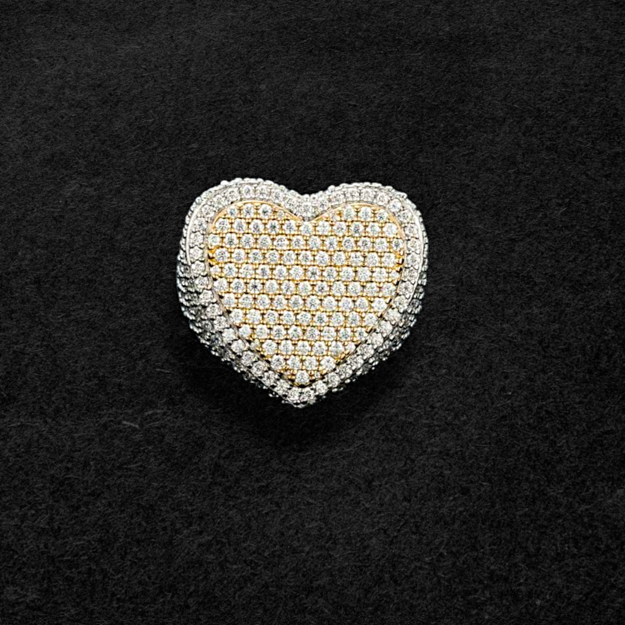 Flashy Two-Tone Moissanite Heart Shaped Ring