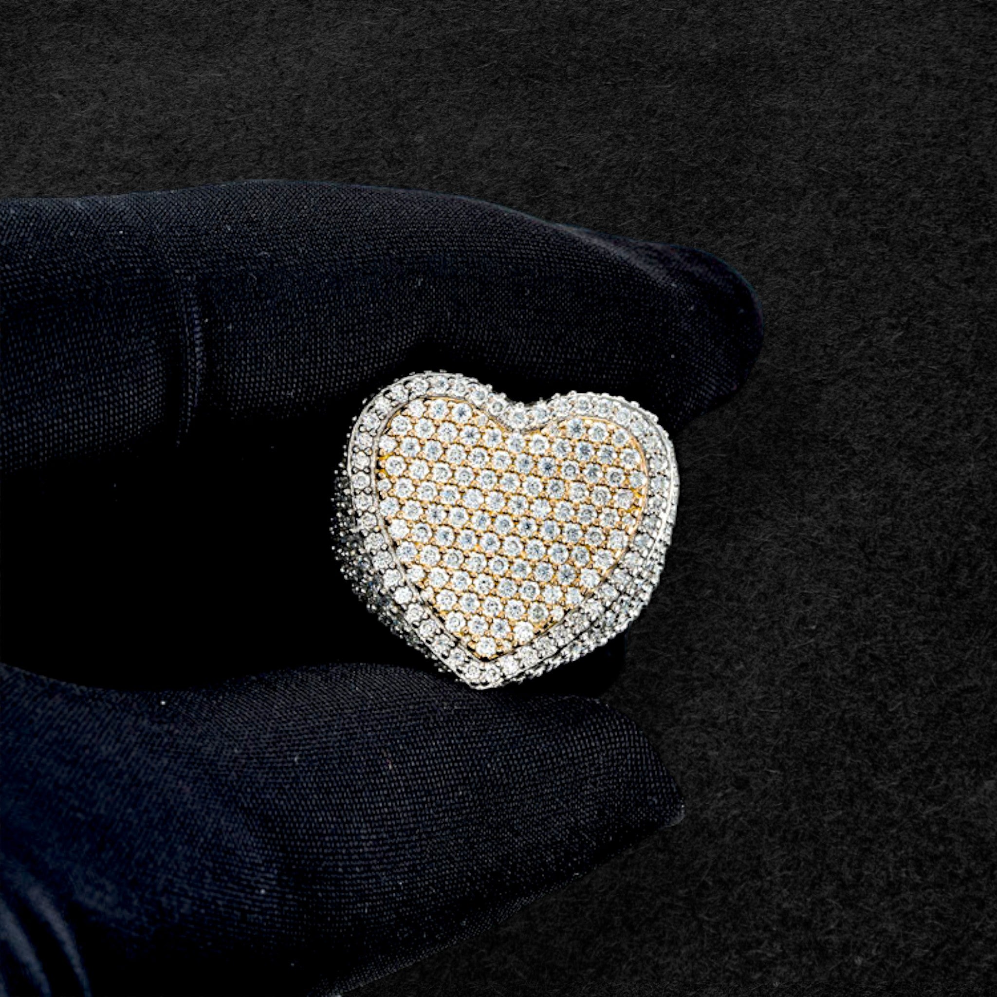 Flashy Two-Tone Moissanite Heart Shaped Ring