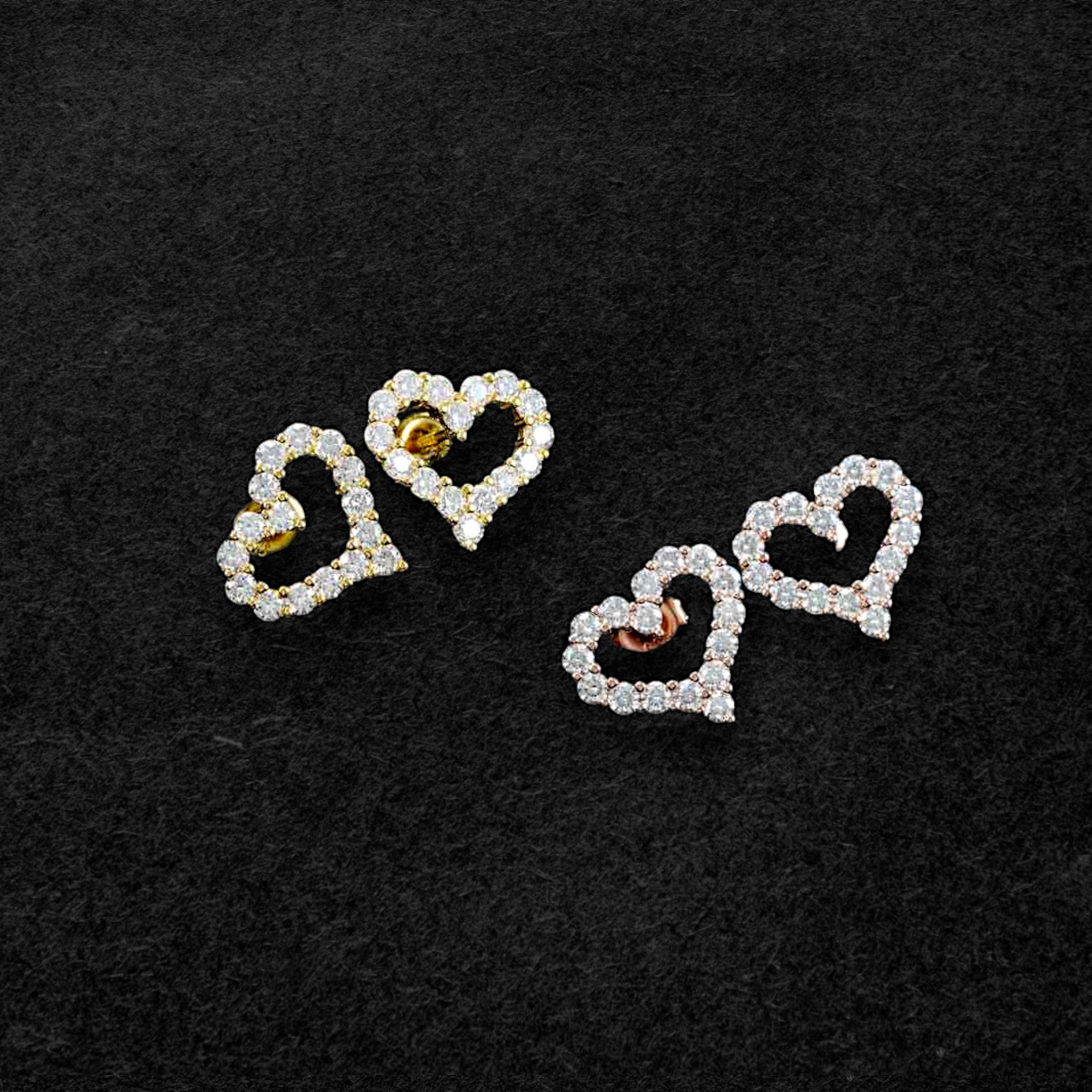 Elegant Heart Shaped Hollow Moissanite Earrings
