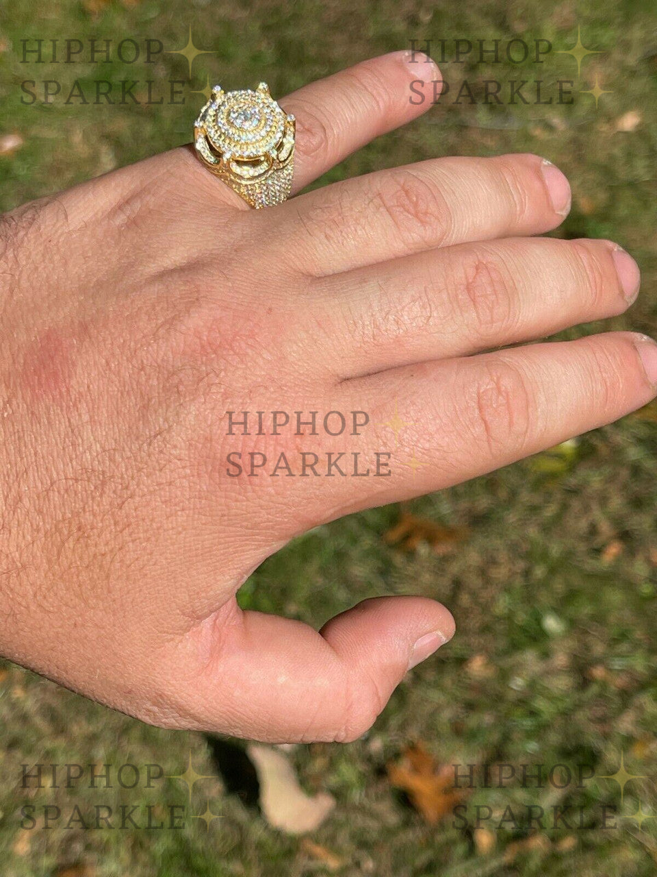 Moissanite King Crown Hip Hop Ring – 14k Gold Vermeil & Silver