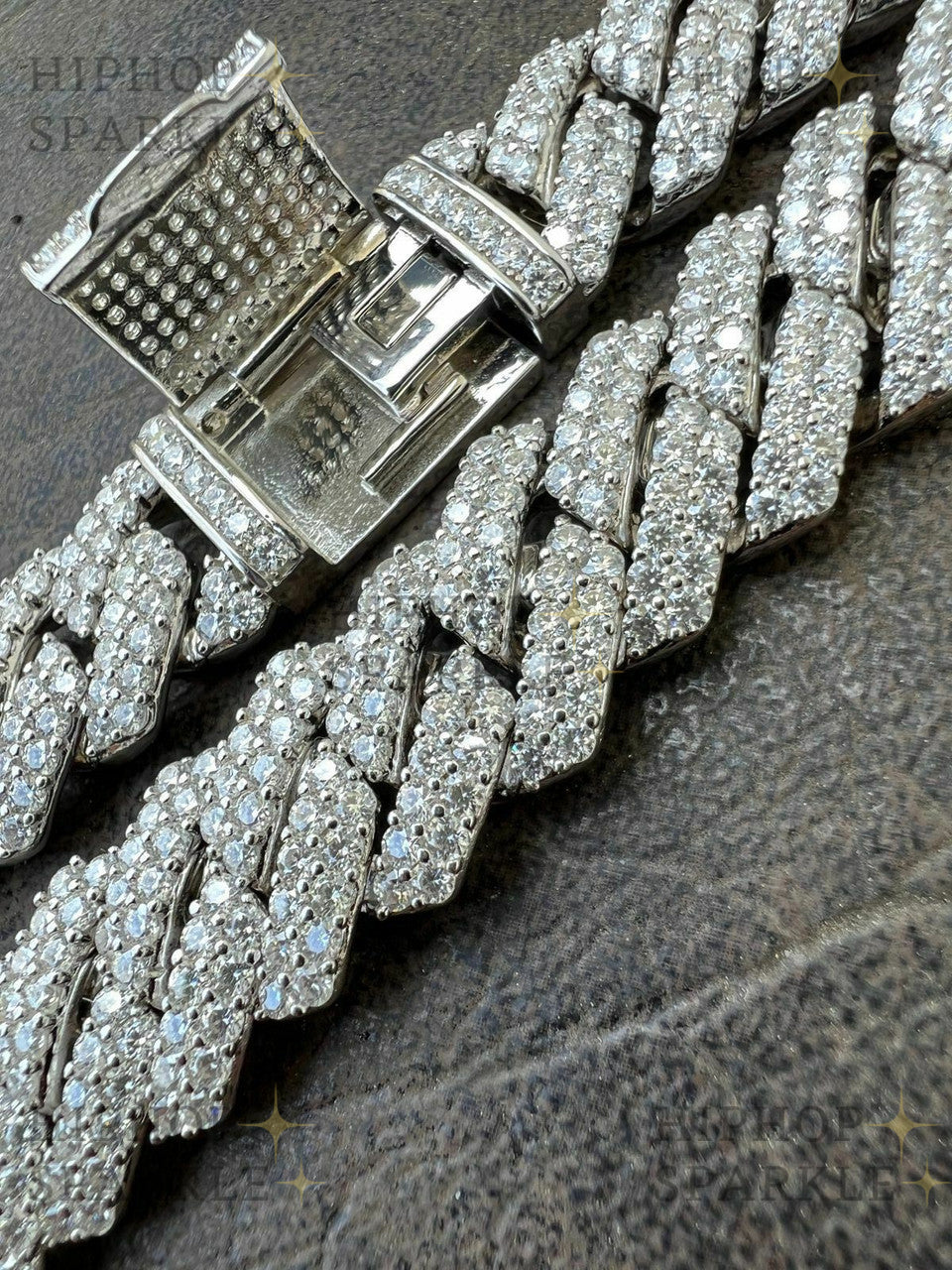 Moissanite Prong Cuban Link Chain Real Iced Necklace - Hip Hop - Passes Diamond Test