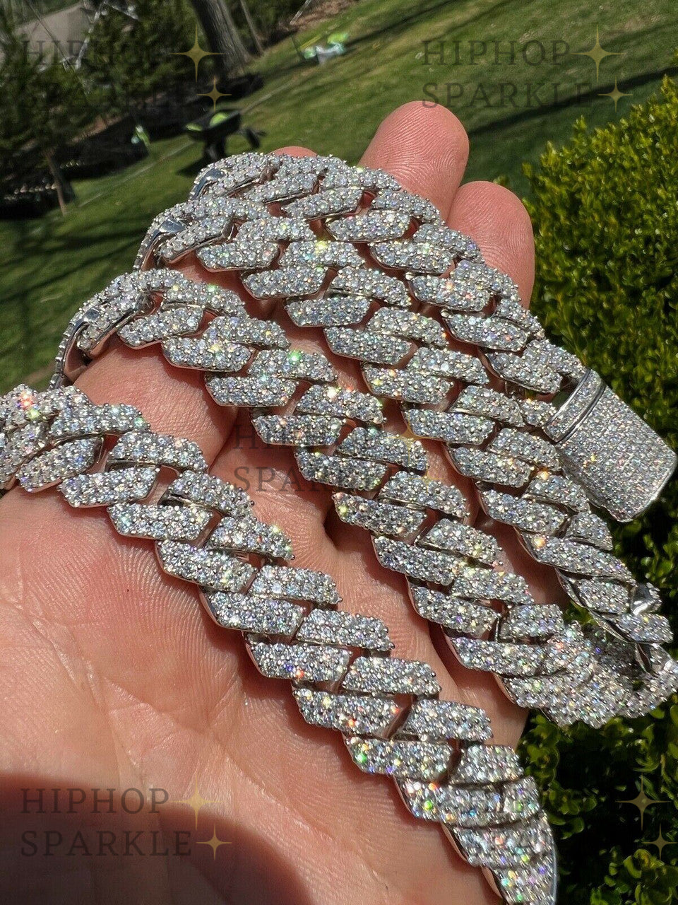 Moissanite Prong Cuban Link Chain Real Iced Necklace - Hip Hop - Passes Diamond Test