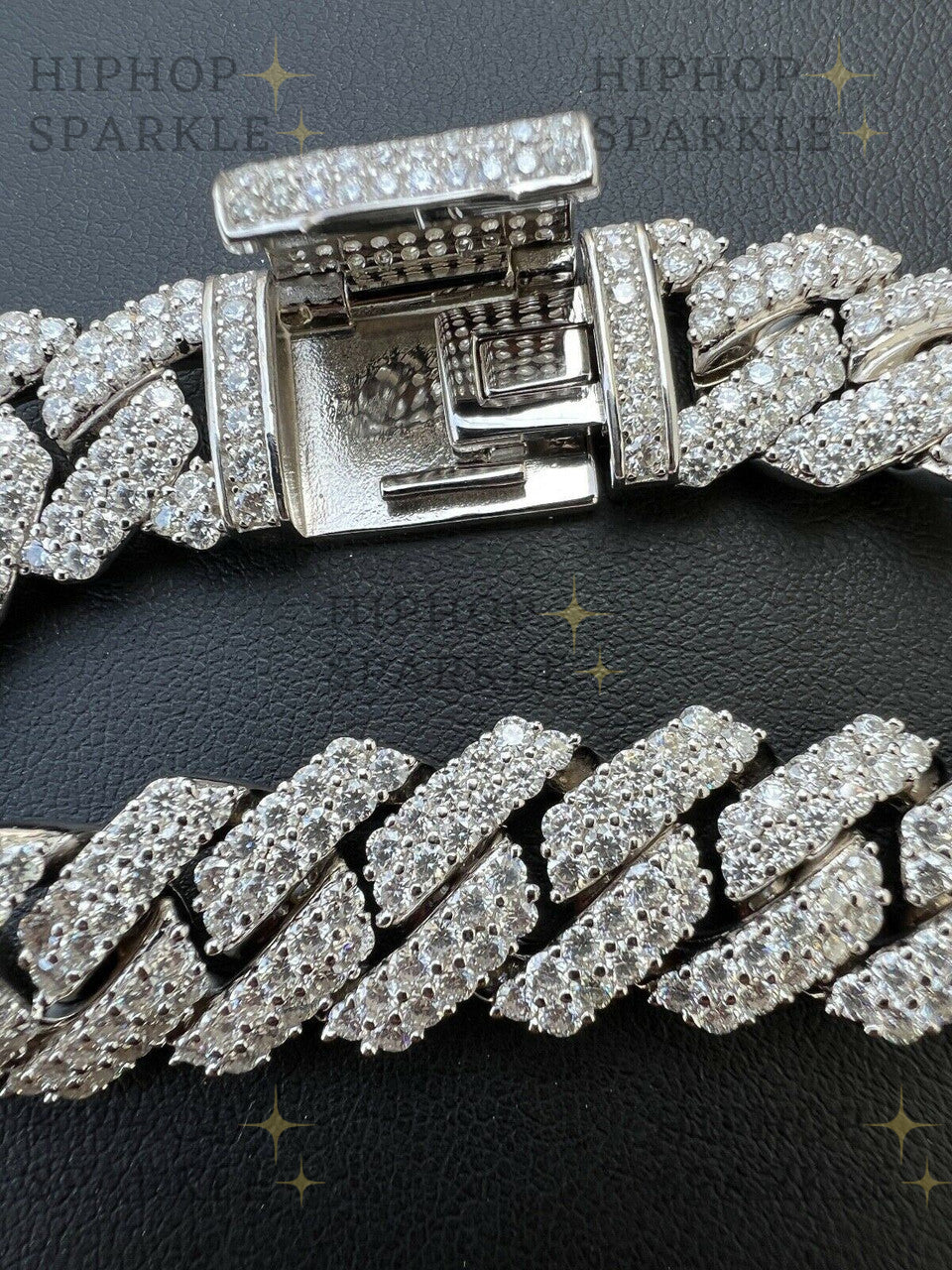 Moissanite Prong Cuban Link Chain Real Iced Necklace - Hip Hop - Passes Diamond Test