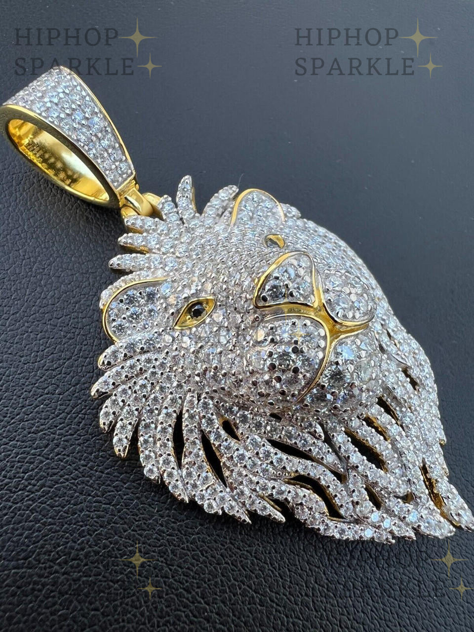 Moissanite Lion King Iced Out Pendant - 14k Gold Vermeil or 925 Silver