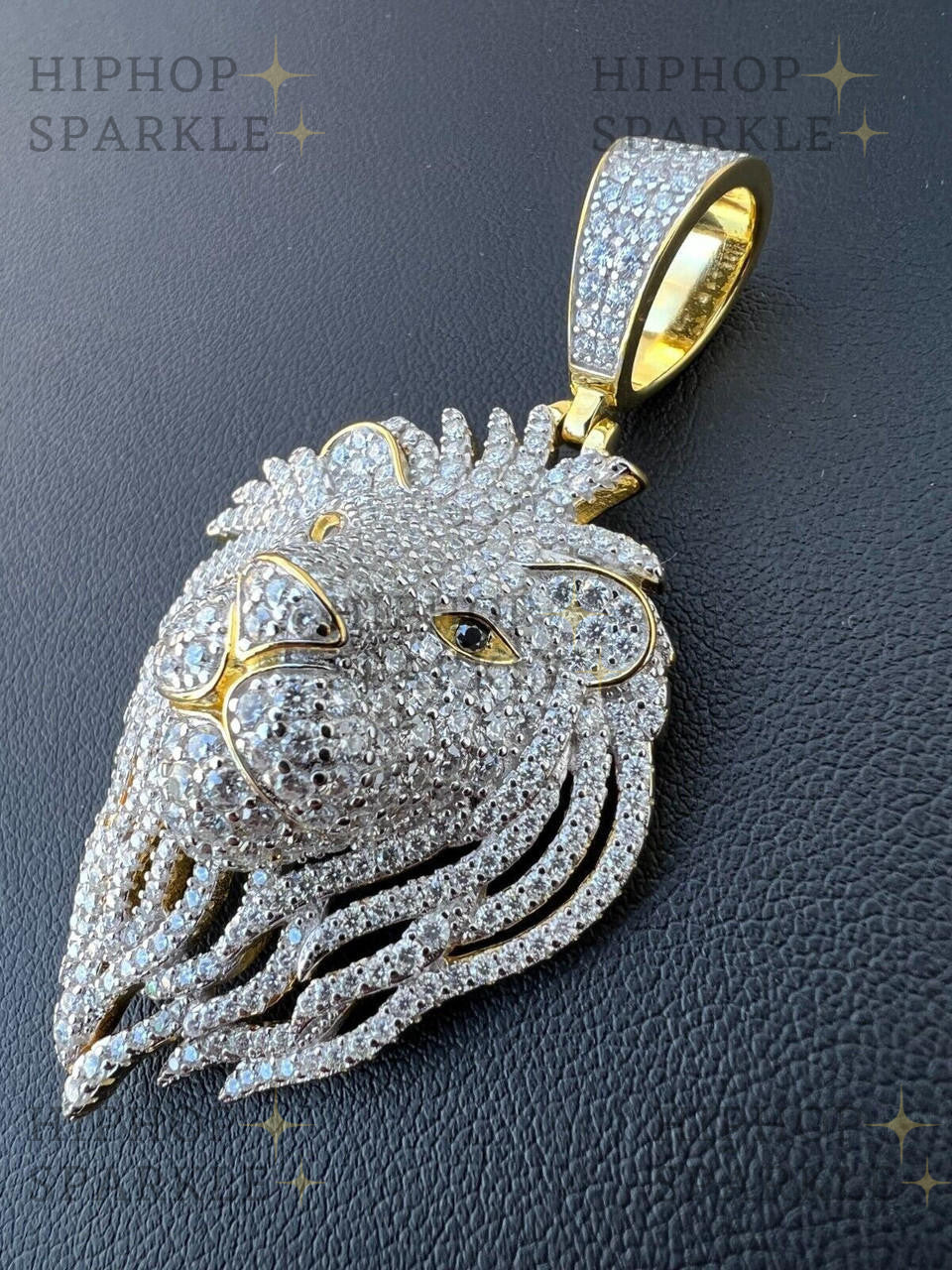 Moissanite Lion King Iced Out Pendant - 14k Gold Vermeil or 925 Silver