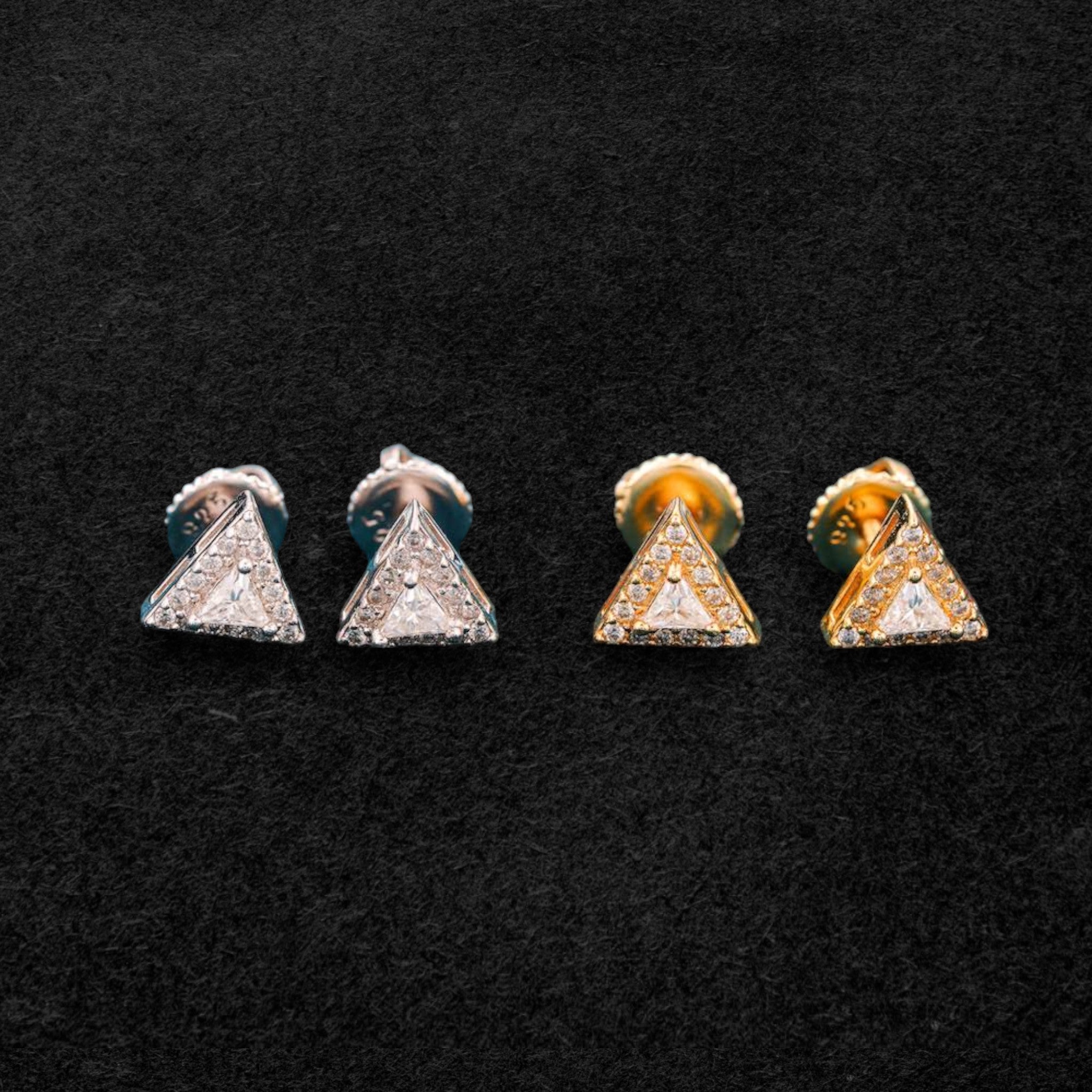 Radiant Moissanite Pyramid Stud Earrings