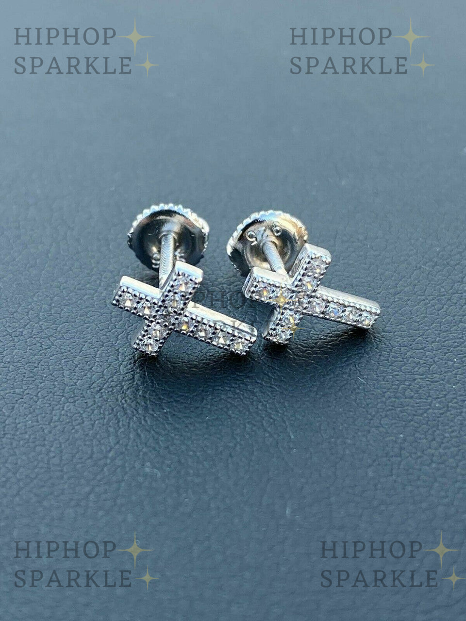 Moissanite Classic Cross Earrings - 925 Silver, 8x11mm size