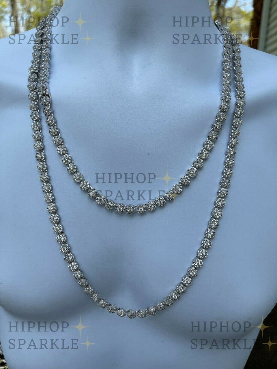 Moissanite Hip Hop Tennis Chain Necklace Iced Out - 925 Silver - 7mm - 16"-24"