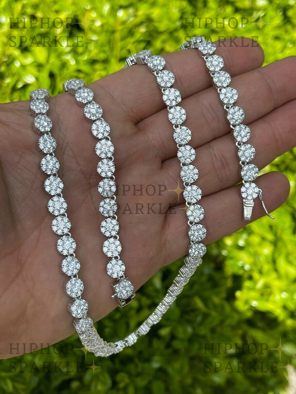 Moissanite Hip Hop Tennis Chain Necklace Iced Out - 925 Silver - 7mm - 16"-24"