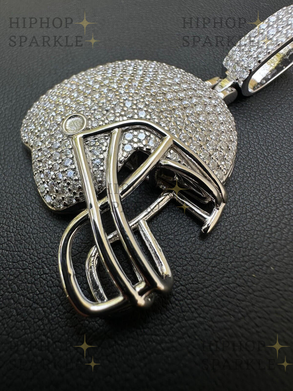 Moissanite Football Helmet Iced Out Pendant - 14k Gold Vermeil & 925 Silver