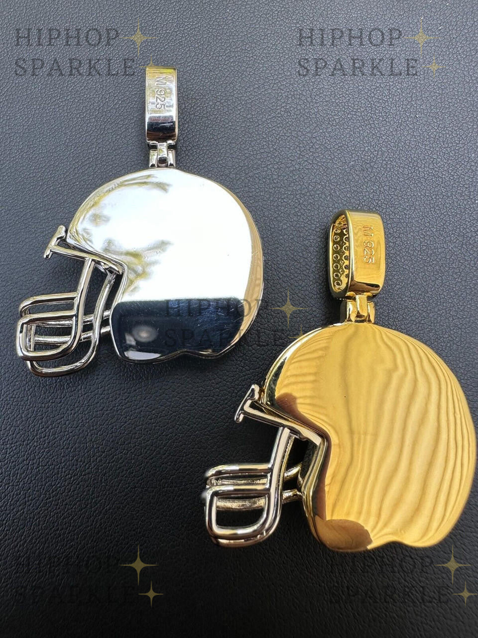 Moissanite Football Helmet Iced Out Pendant - 14k Gold Vermeil & 925 Silver