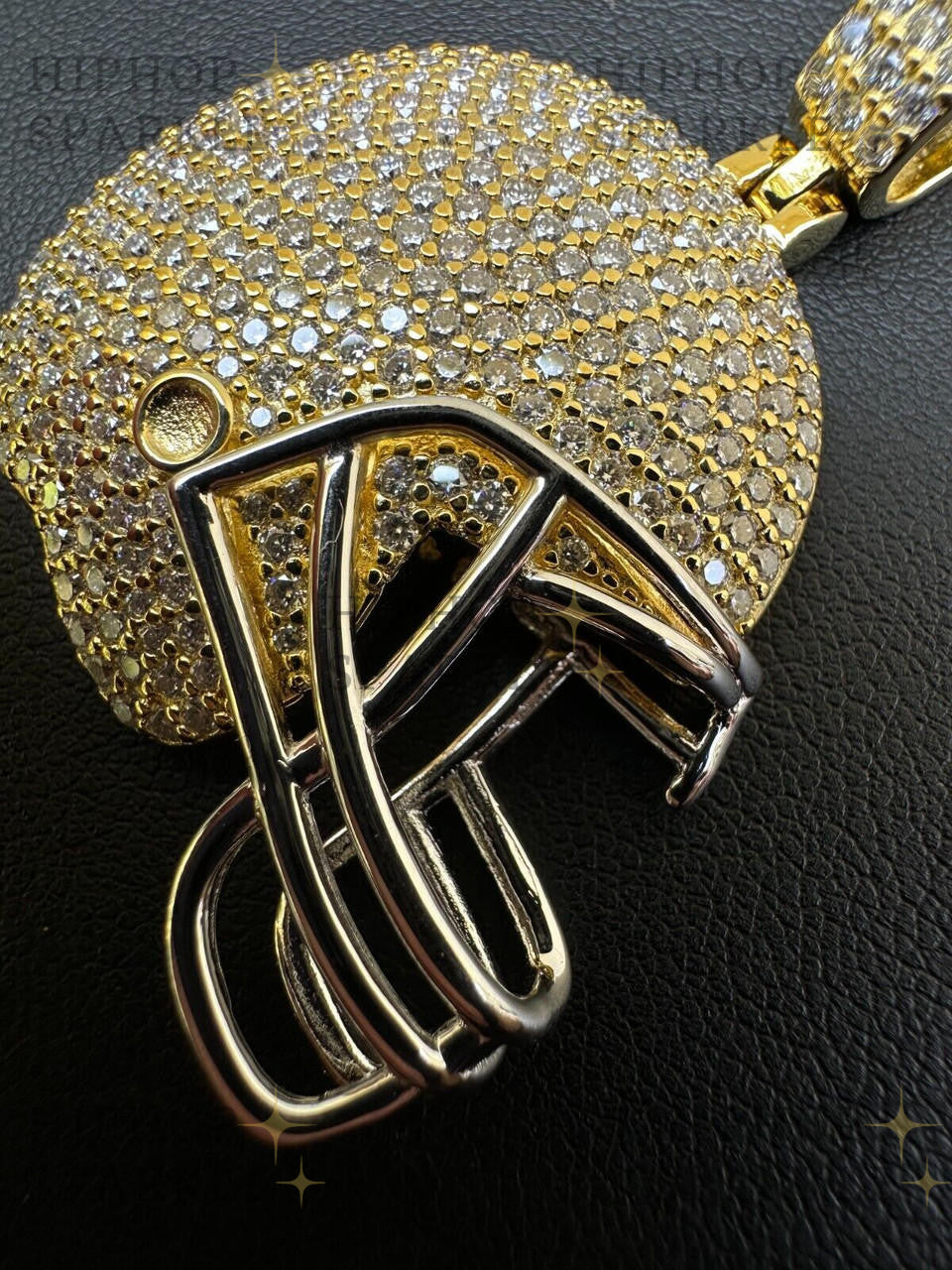 Moissanite Football Helmet Iced Out Pendant - 14k Gold Vermeil & 925 Silver