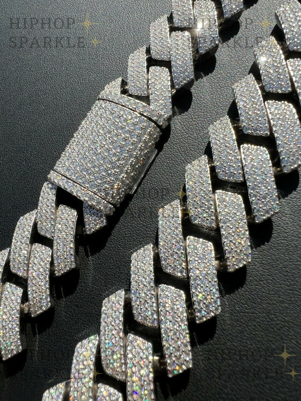 Thick 22mm Moissanite Prong Cuban Link Chain - 925 Silver - Iced - Passes Diamond Tester