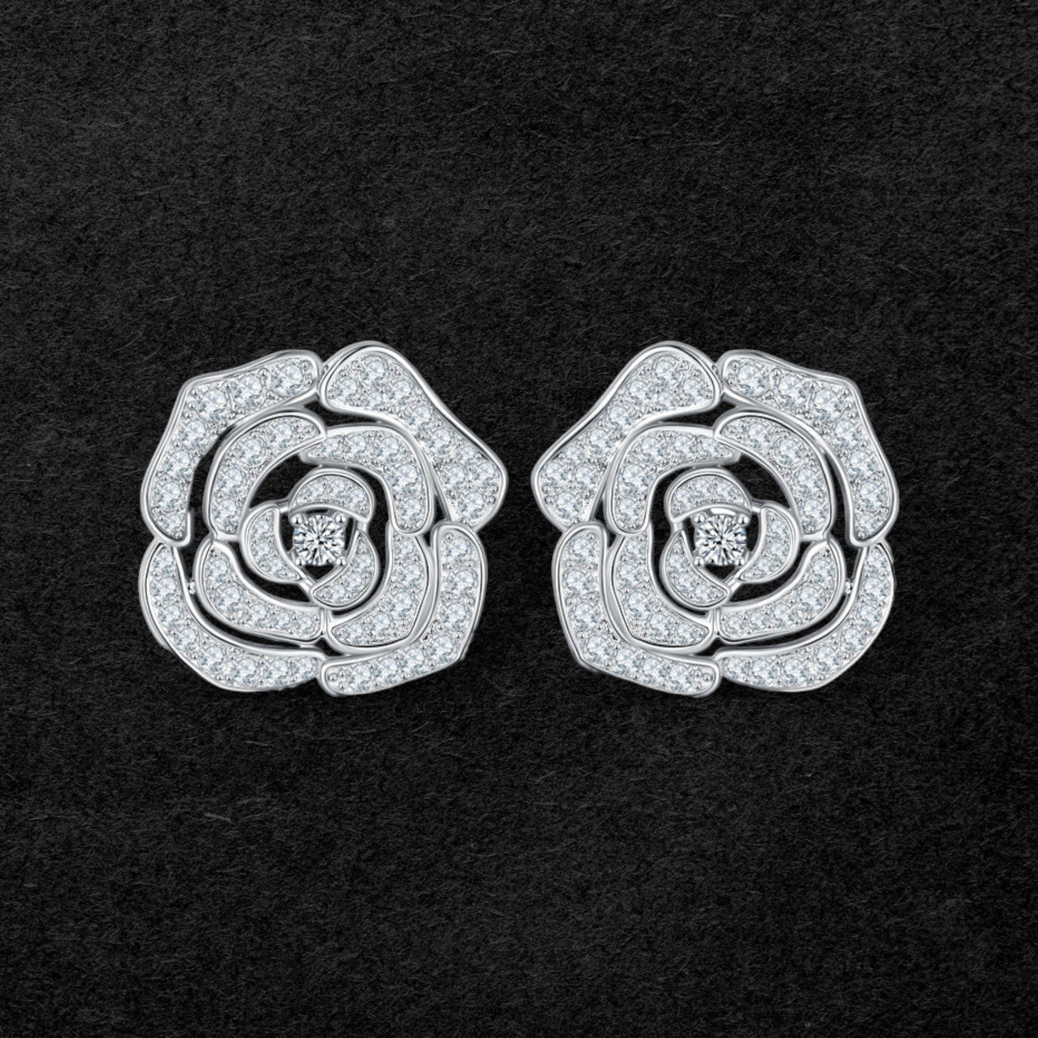 Elegant Moissanite Rose Flower Earrings