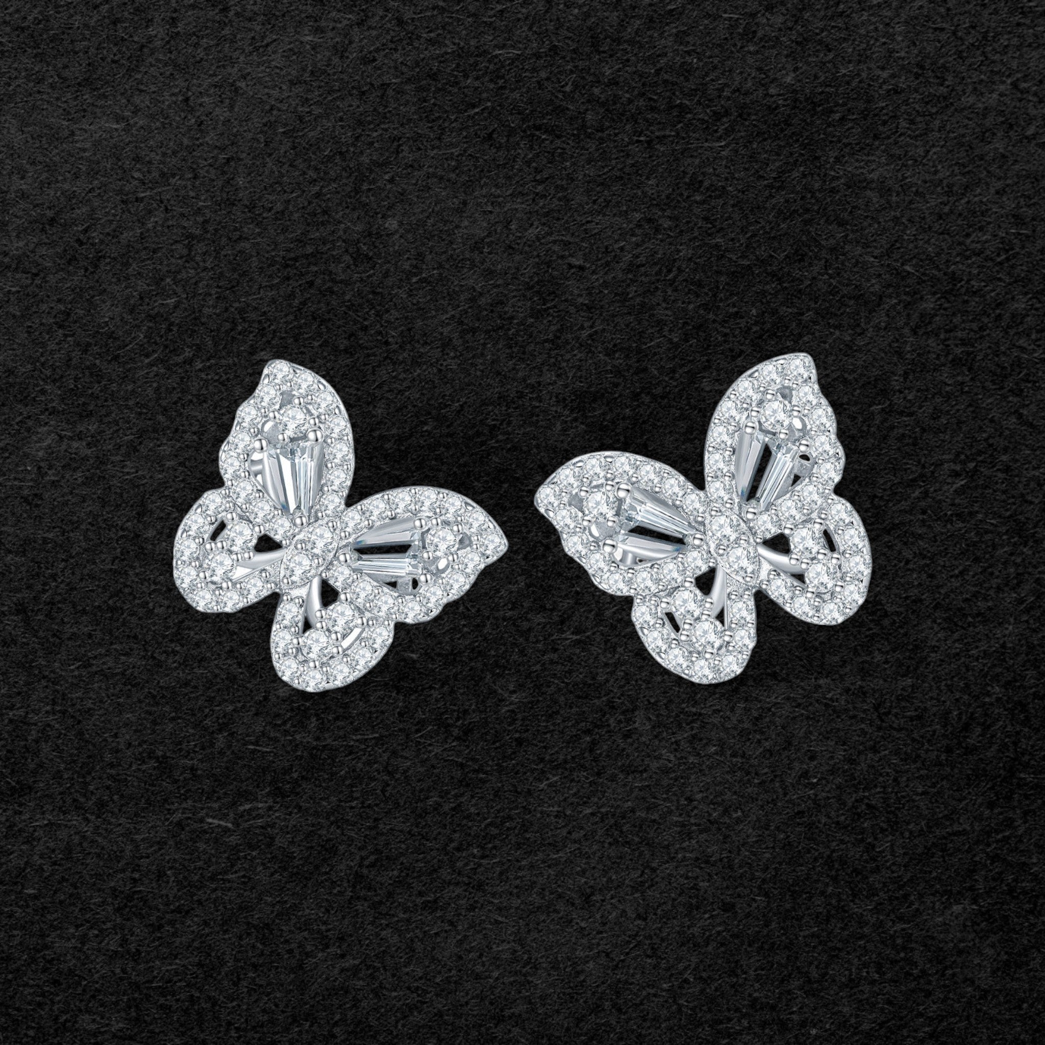 Exquisite Moissanite Butterfly Stud Earrings